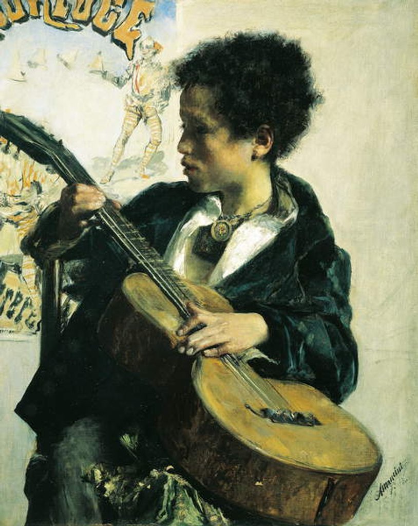 Detail of Urchin with a Guitar, 1877 by Antonio Mancini