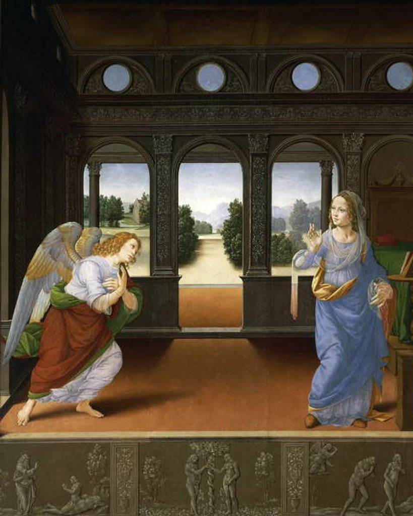 Detail of The Annunciation and Three Stories from Genesis c.1480-85 by Lorenzo di Credi
