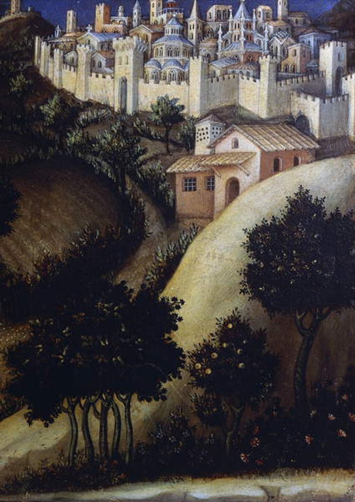 Detail of Adoration of the Magi Altarpiece, detail of central predella panel of Egypt, 1423 by Gentile da Fabriano