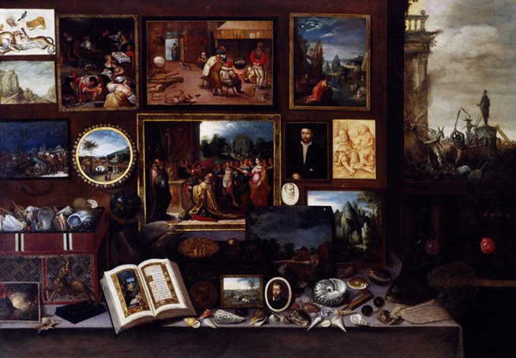 Detail of Cabinet d'amateur, 1620-26 by Frans II the Younger Francken