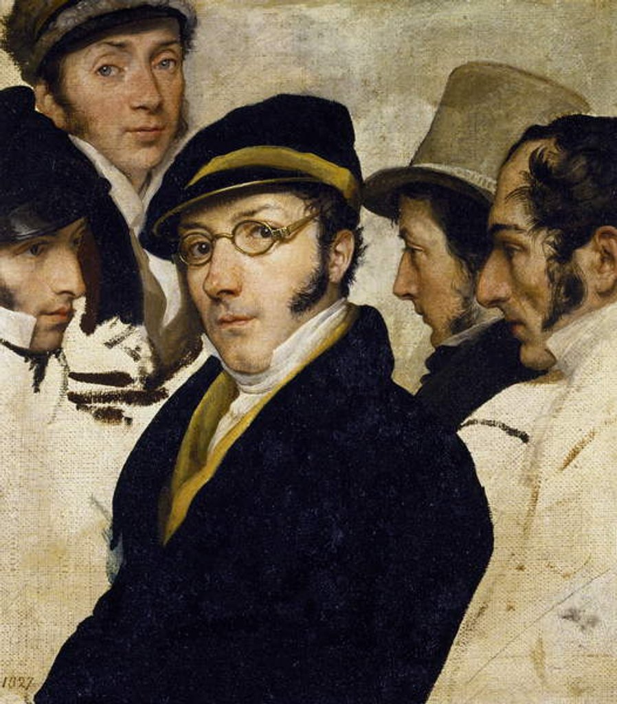 Detail of Self-portrait with friends Migliara, Palagi, Grossi, Molteni, c.1825 by Francesco Hayez