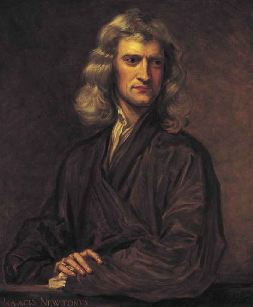 Detail of Portrait of Isaac Newton, after the original by Sir Godfrey Kneller of 1689, 1863 by Thomas Barlow