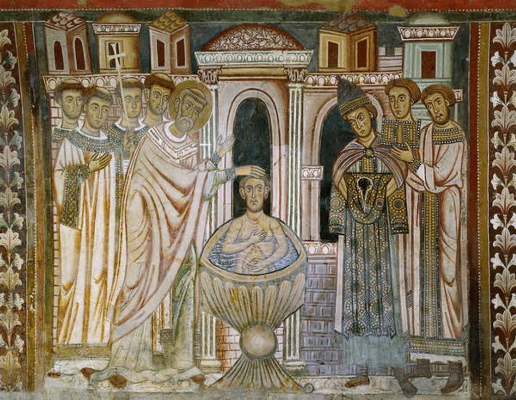 Detail of Emperor Constantine, having been cured of leprosy by Italian School
