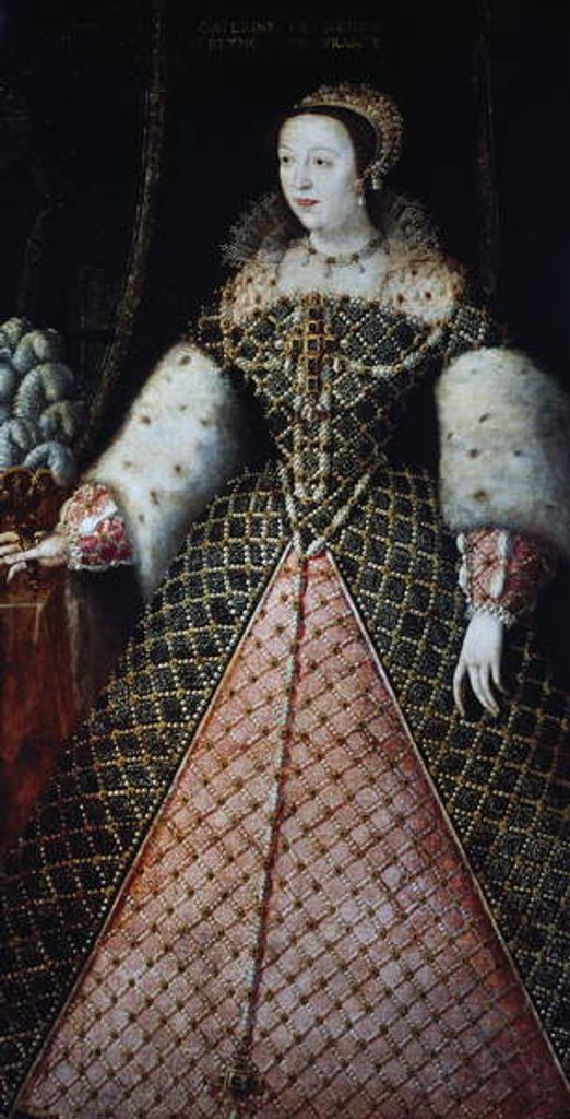 Detail of Portrait of Catherine de Medici, Queen Consort of King Henry II of Valois, c.1547-59 by Anonymous