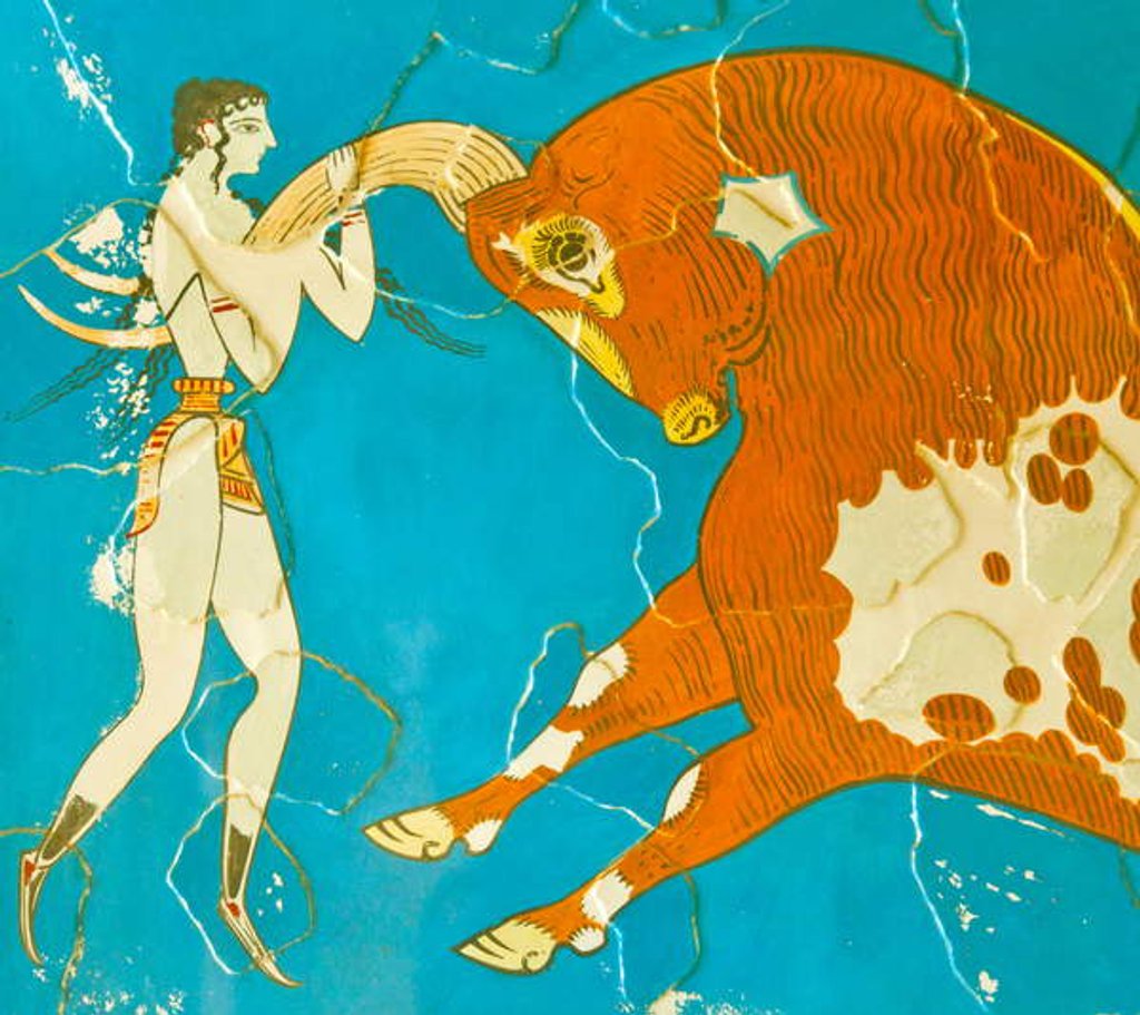 Detail of Toreador Fresco, Knossos, Crete 1550-1450 BC by Minoan Minoan