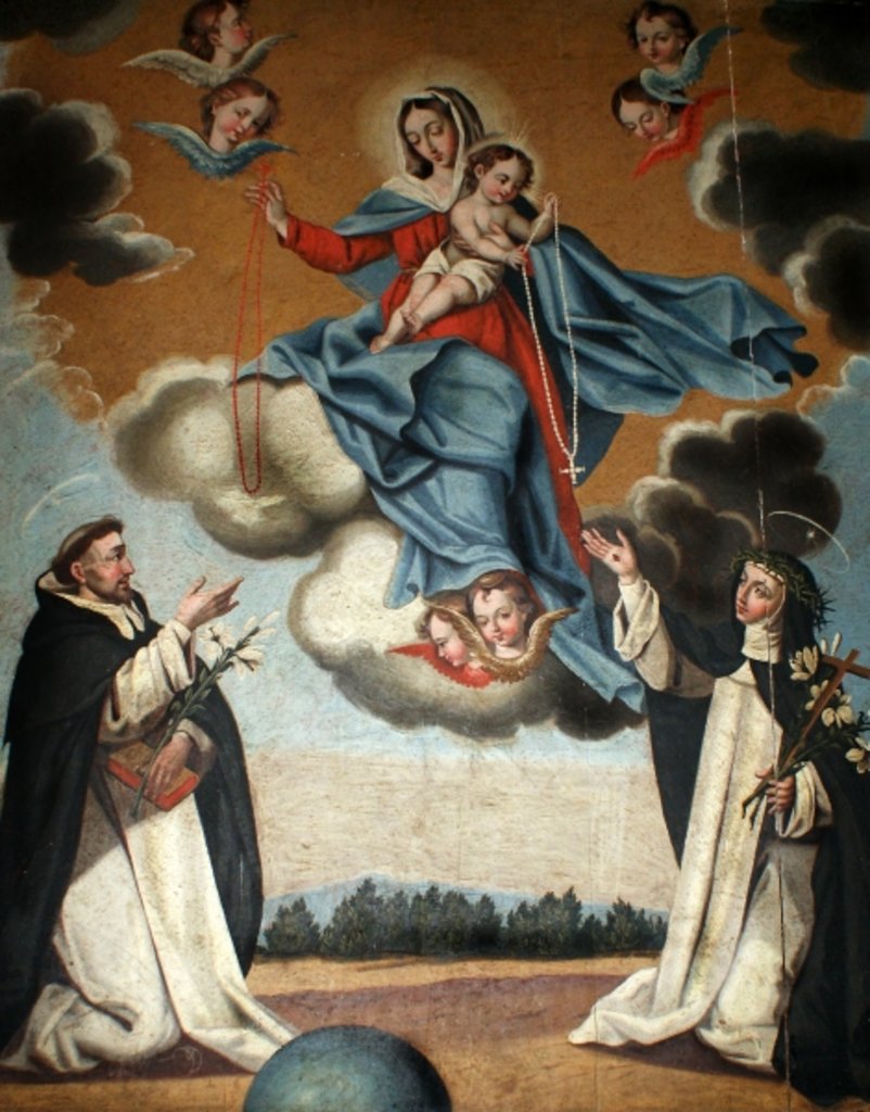 Detail of Our Lady of the Rosary with St. Dominic and St. Catherine of Siena by Spanish School