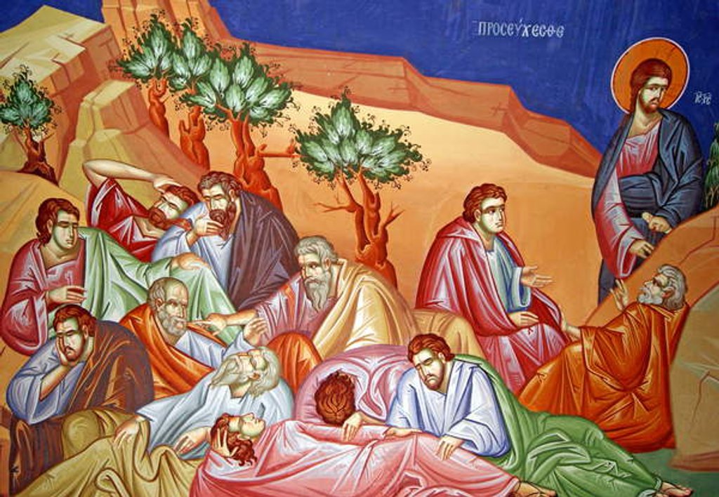 Detail of Apostles waiting for Jesus on the Mount of Olives in Jerusalem, Cyprus by Cypriot Cypriot