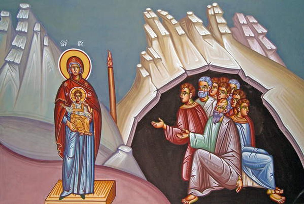 Detail of Mural of the Madonna and Child, Kykkos Monastery, Cyprus by Cypriot Cypriot