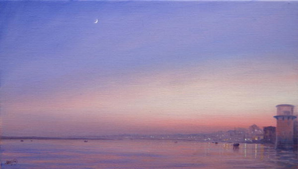 Detail of Moon over Varanasi by Derek Hare