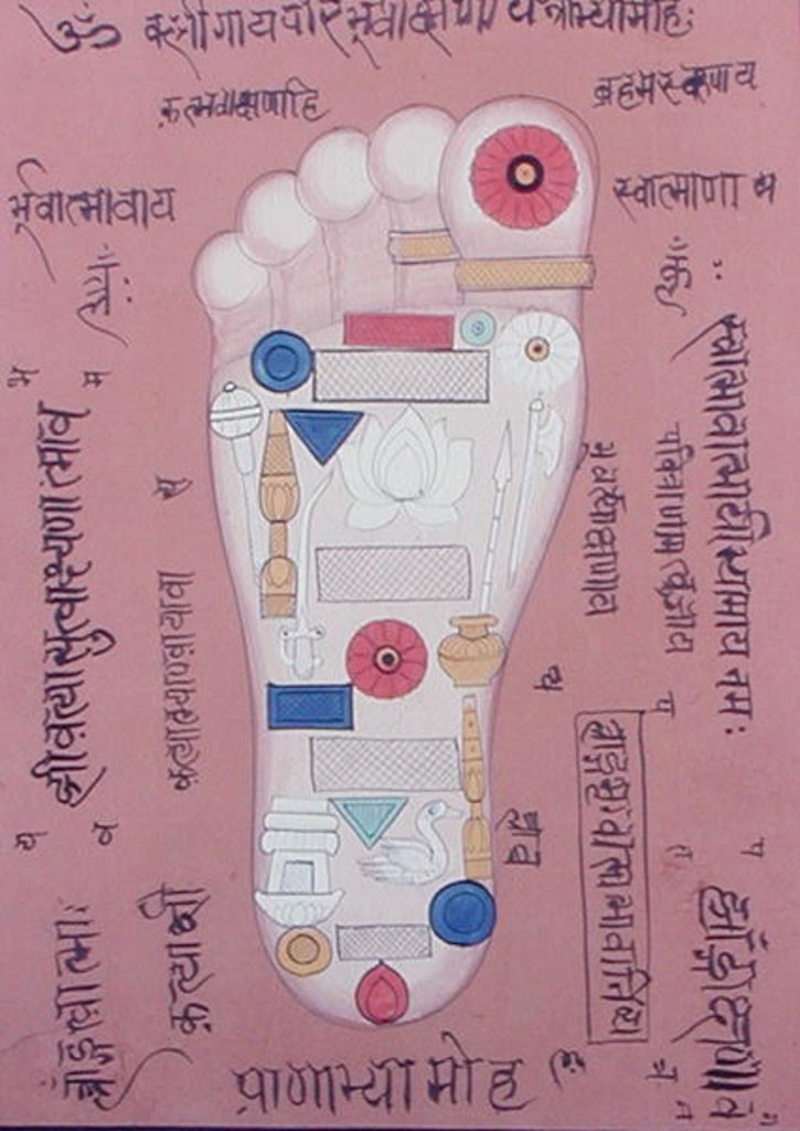 Detail of Tantric diagram of the right foot by School Indian