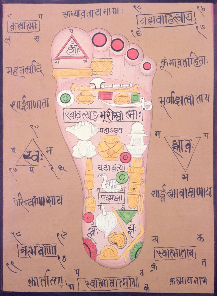 Detail of Tantric diagram of the right foot by School Indian