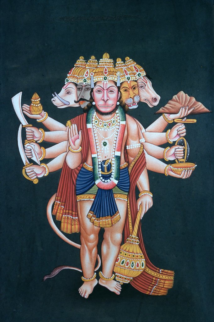 Detail of Shri Panchmukhi Hanuman by School Indian