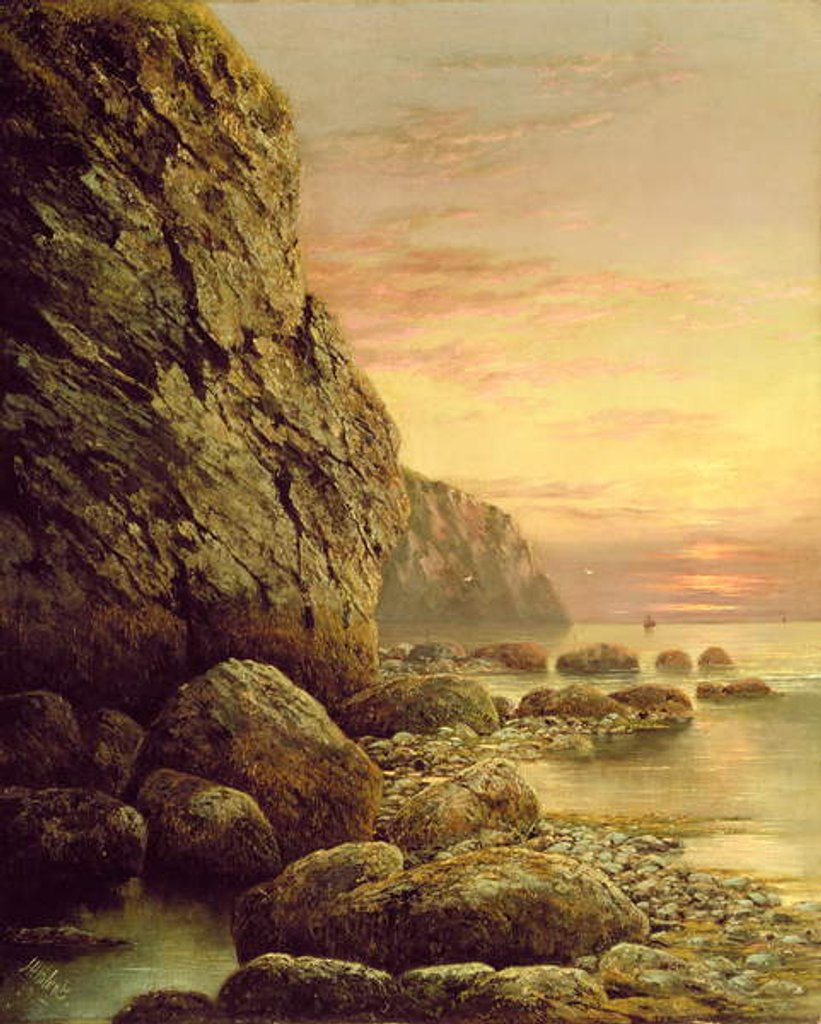Detail of Seascape with Cliff at Sunset, 1889 by J. H. Blunt