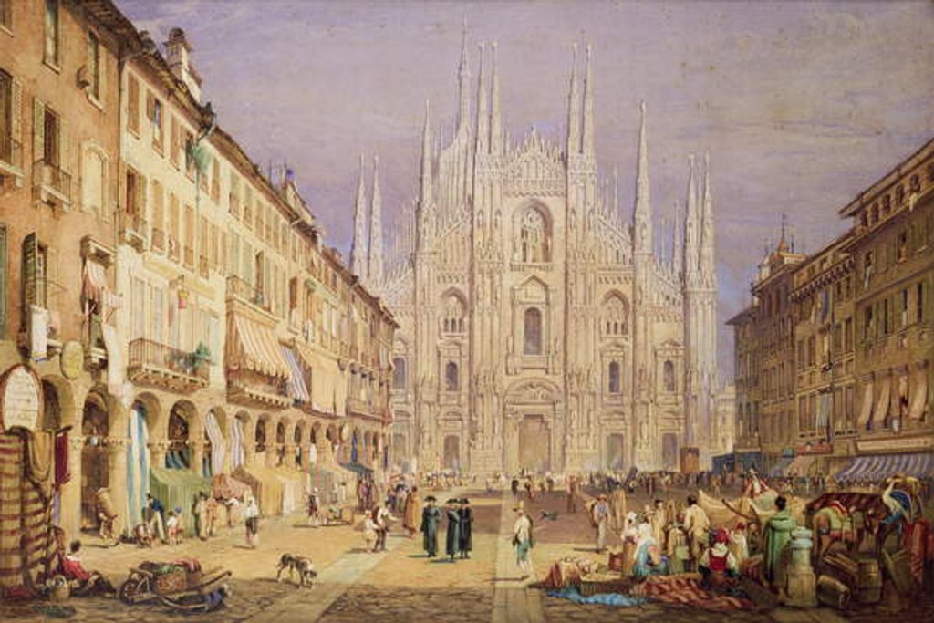Detail of Milan, the Cathedral Square by Samuel Prout