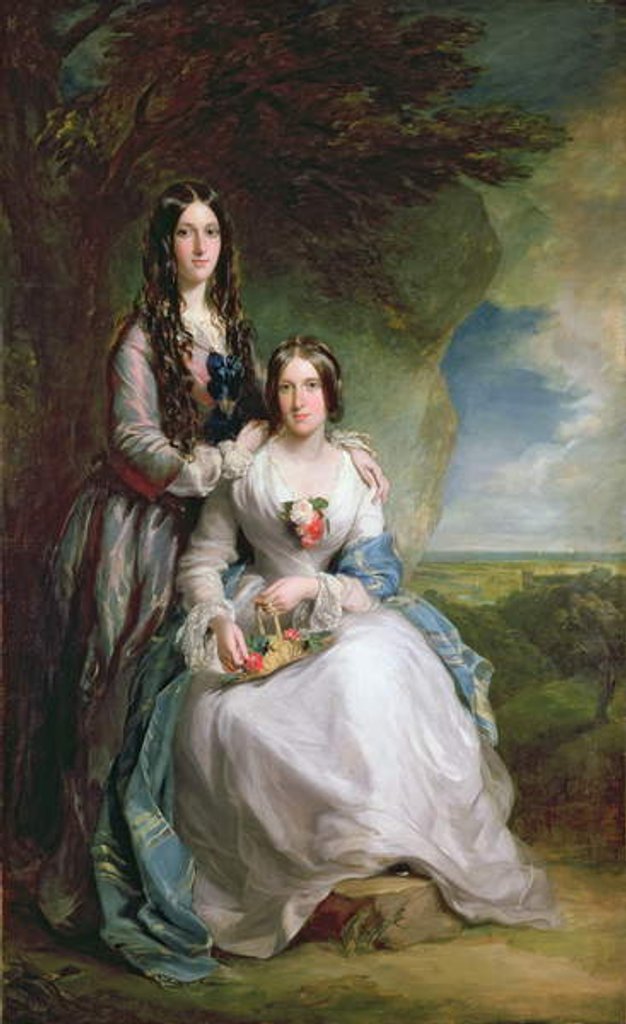 Detail of Lady Adeliza Manners and Lady Mary Foley, 1848 by Francis Grant