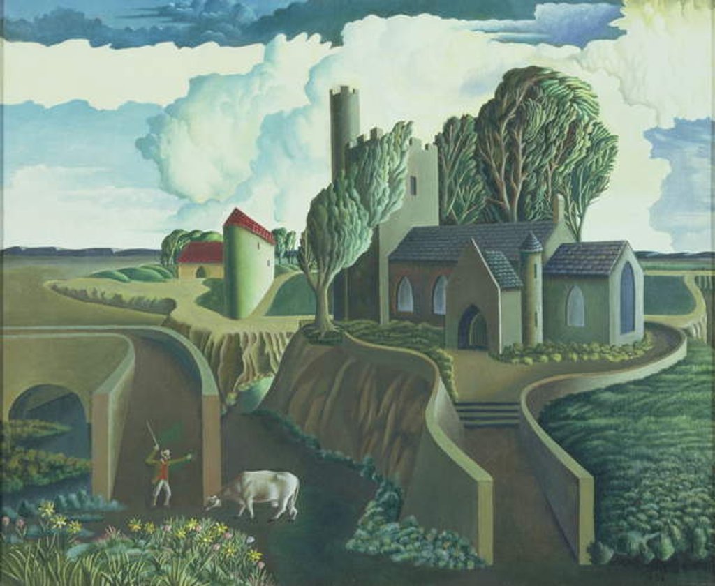 Detail of A Hilltop Church, 1930s by George Wright