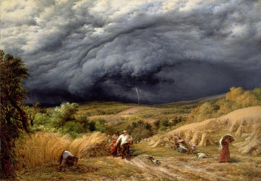 Detail of Storm in Harvest, 1856 by John Linnell