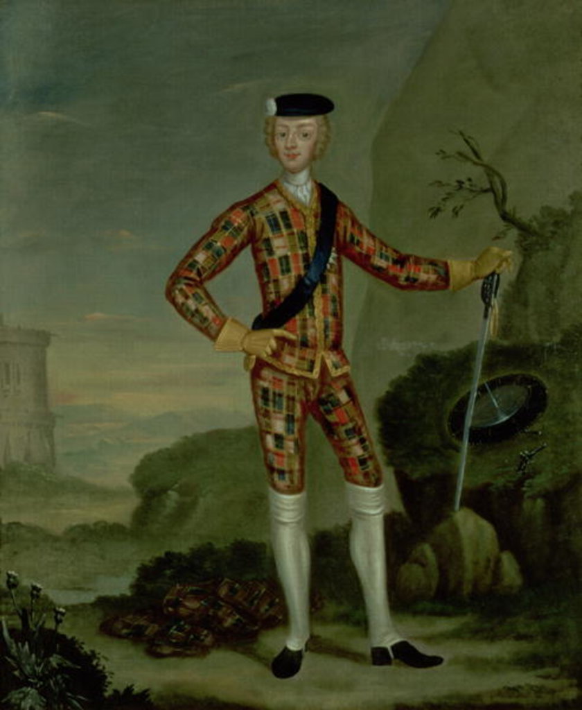 Detail of Prince Charles Edward in Tartan by Italian School