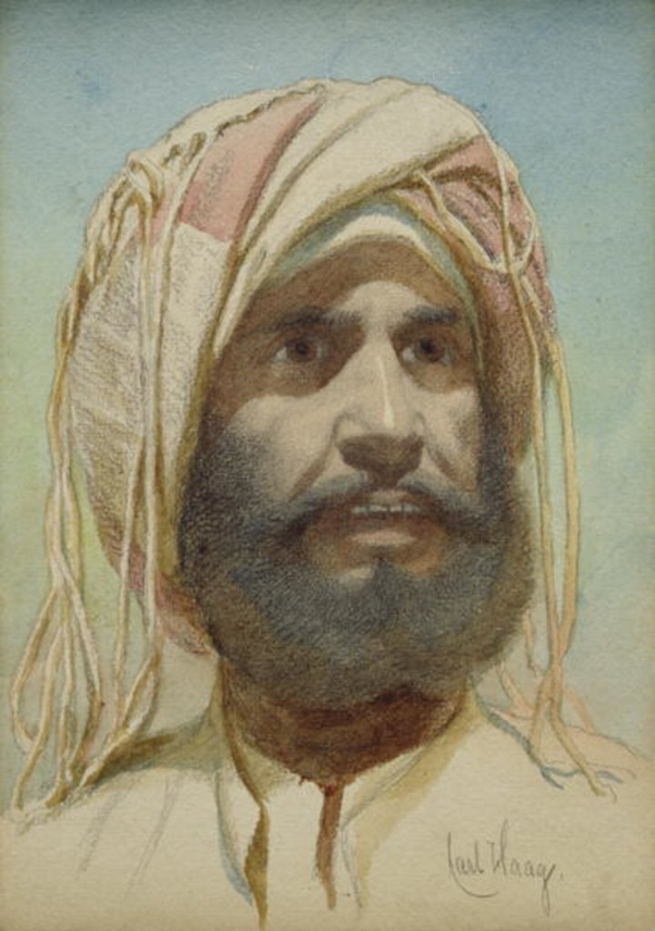 Detail of Portrait of a Bearded Tribesman by Carl Haag