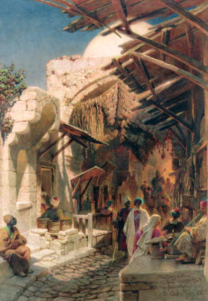 Detail of The Bazaar near the Damascus Gate in Jerusalem by Carl Haag