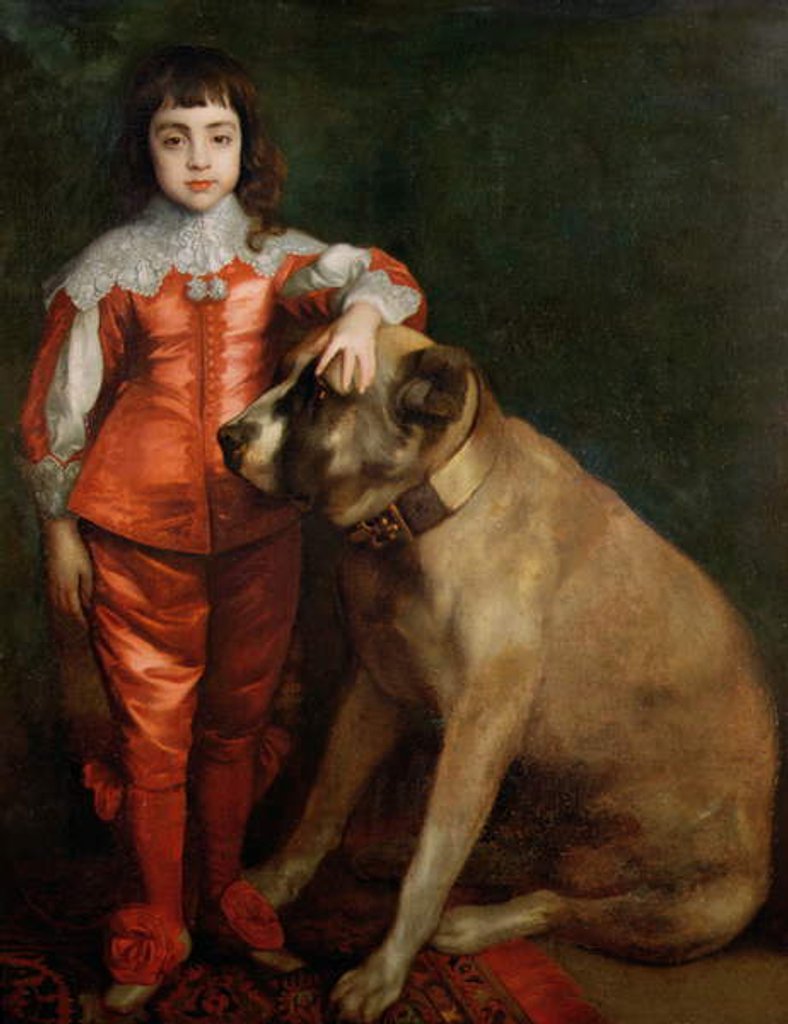 Detail of Full length portrait of Charles II as a boy with a mastiff by Anthony van Dyck