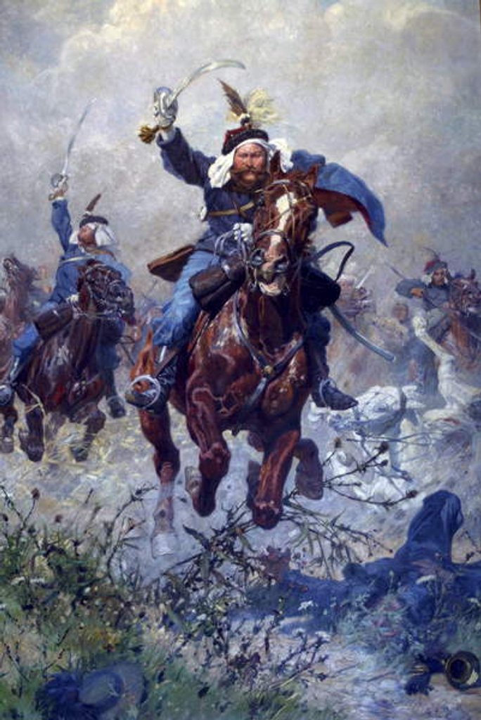 Detail of Colonel Maximilian Ritter von Rodakowski and the 13th Uhlans in the Battle of Custoza in 1866, 1908 by Ludwig Koch