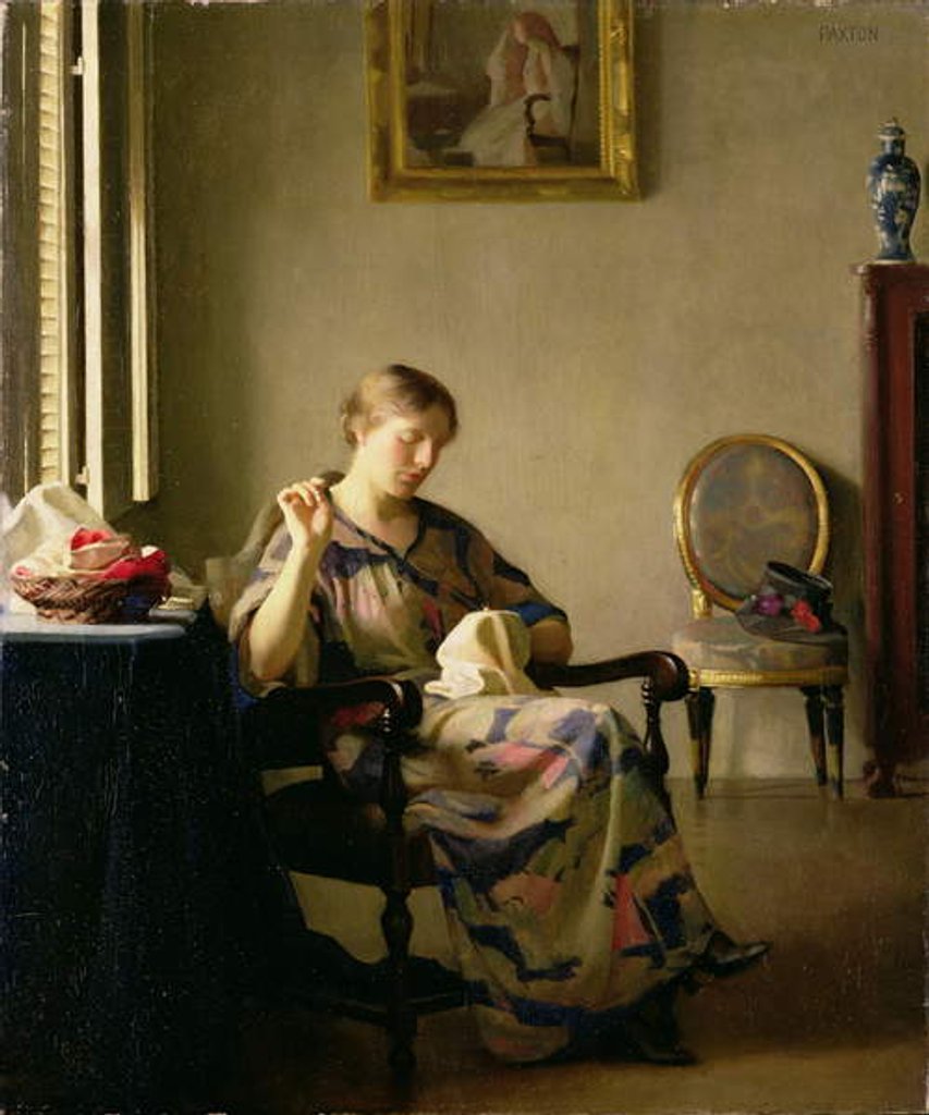 Detail of Woman Sewing, c.1913 by William McGregor Paxton