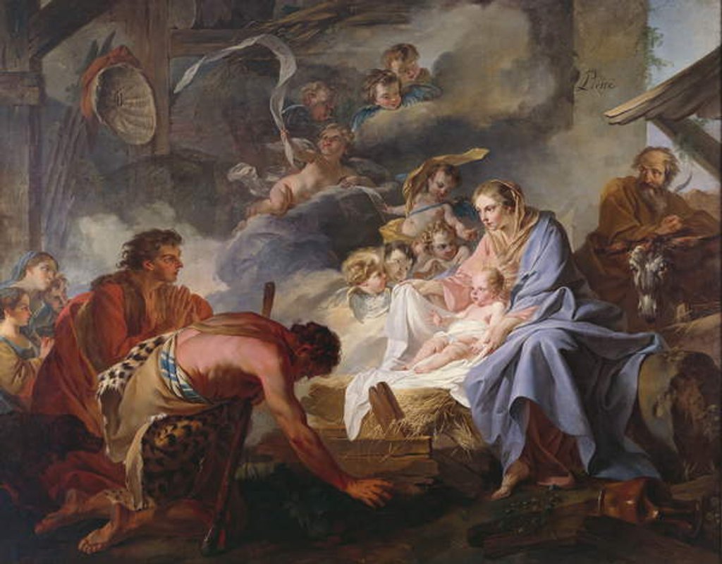 Detail of The Adoration of the Shepherds, 1745 by Jean Baptiste Marie Pierre