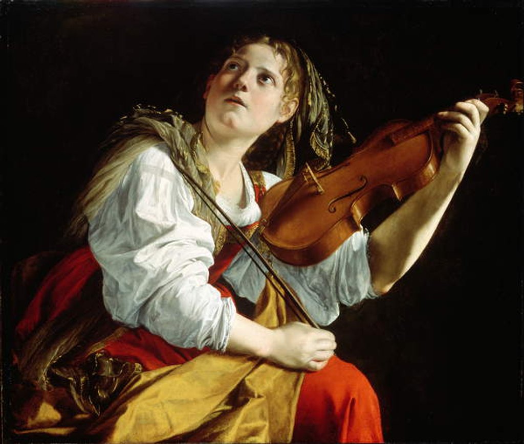 Detail of Young Woman with a Violin, c.1612 by Orazio Gentileschi