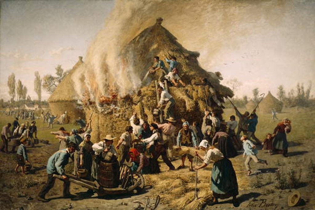 Detail of Fire in a Haystack, 1856 by Jules Breton