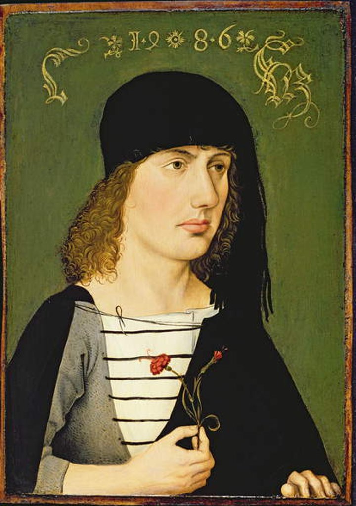 Detail of A Young Man, 1486 by Michael Wolgemut or Wolgemuth
