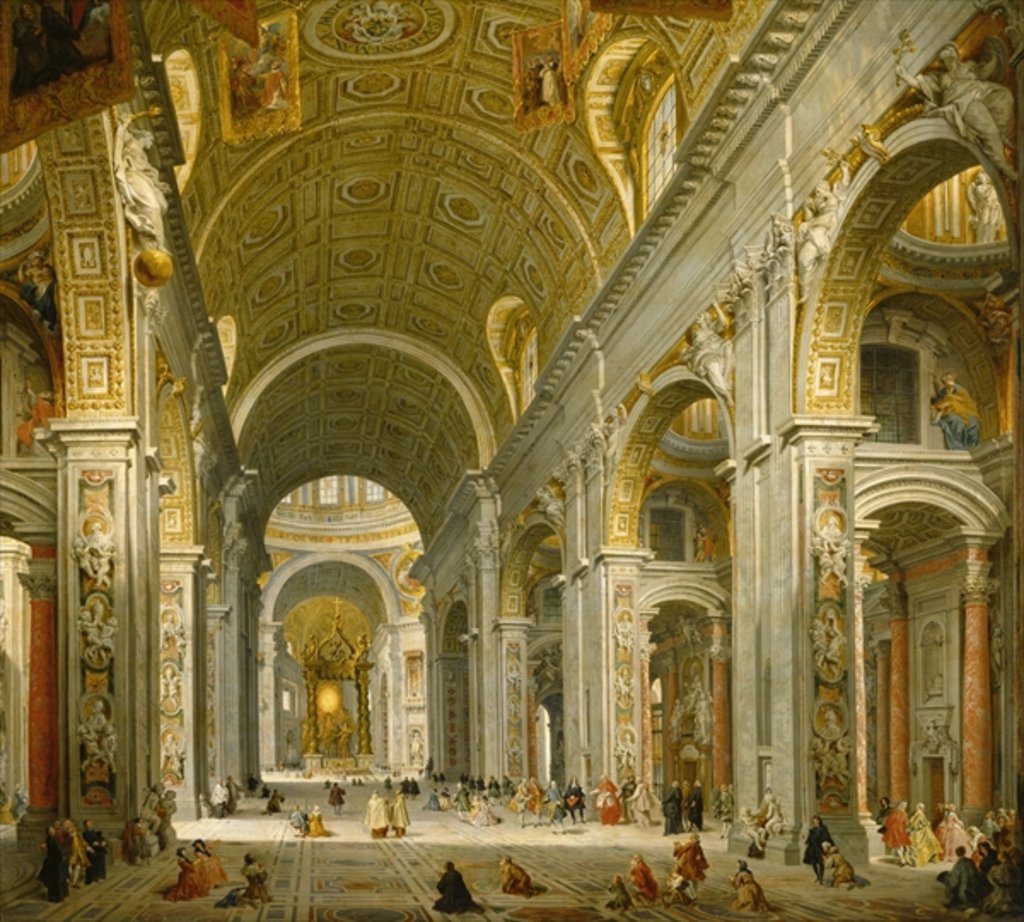 Detail of Interior of St. Peter's, Rome, 1750 by Giovanni Paolo Pannini or Panini