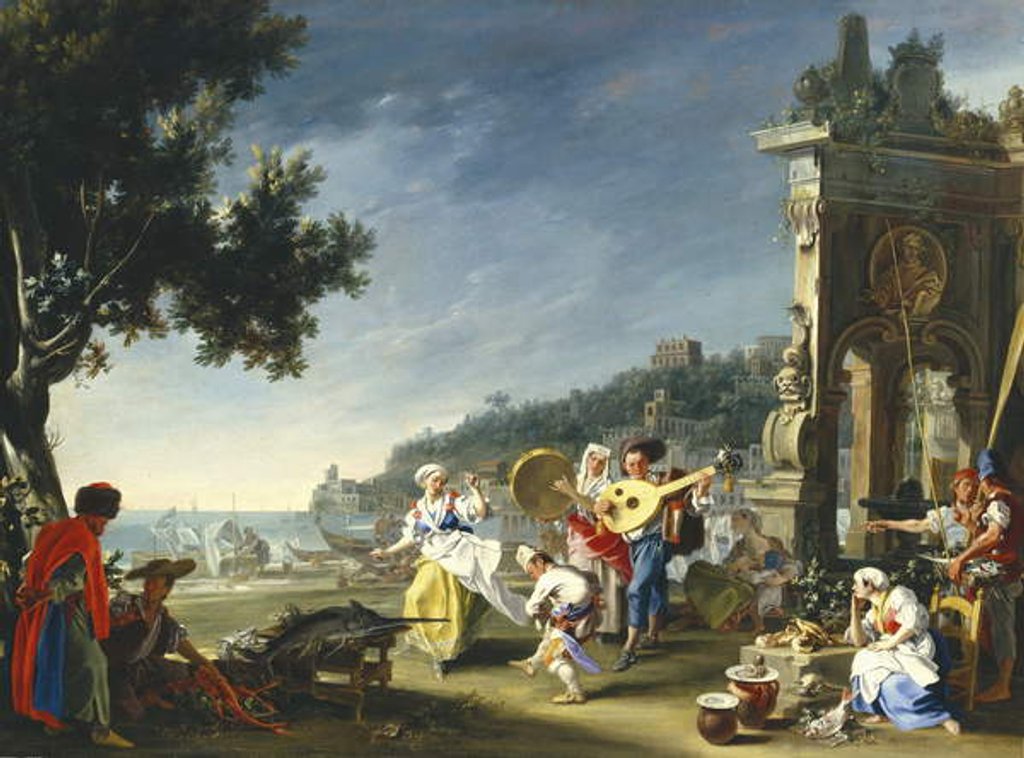Detail of Tarantella at Mergellina, c.1750 by Filippo Falciatore
