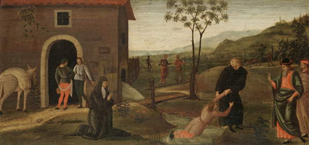 Detail of St. Nicholas of Tolentino rescuing a boy from drowning, c.1500-30 by Pietro Perugino