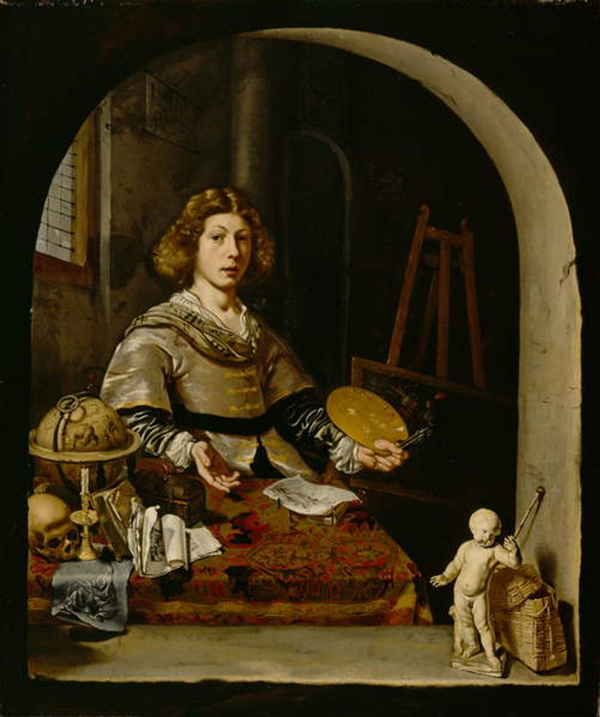 Detail of The Artist in his Studio, c.1665-70 by Cornelis (attr. to) Bisschop