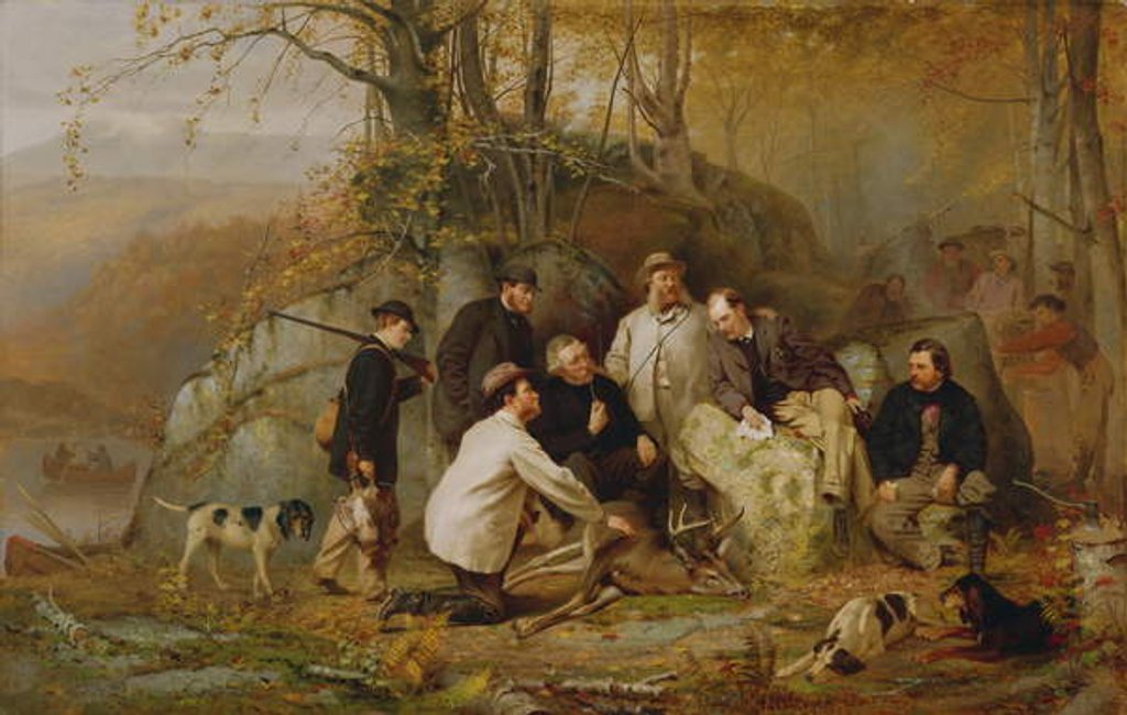 Detail of Claiming the Shot: After the Hunt in the Adirondacks, 1865 by John George Brown