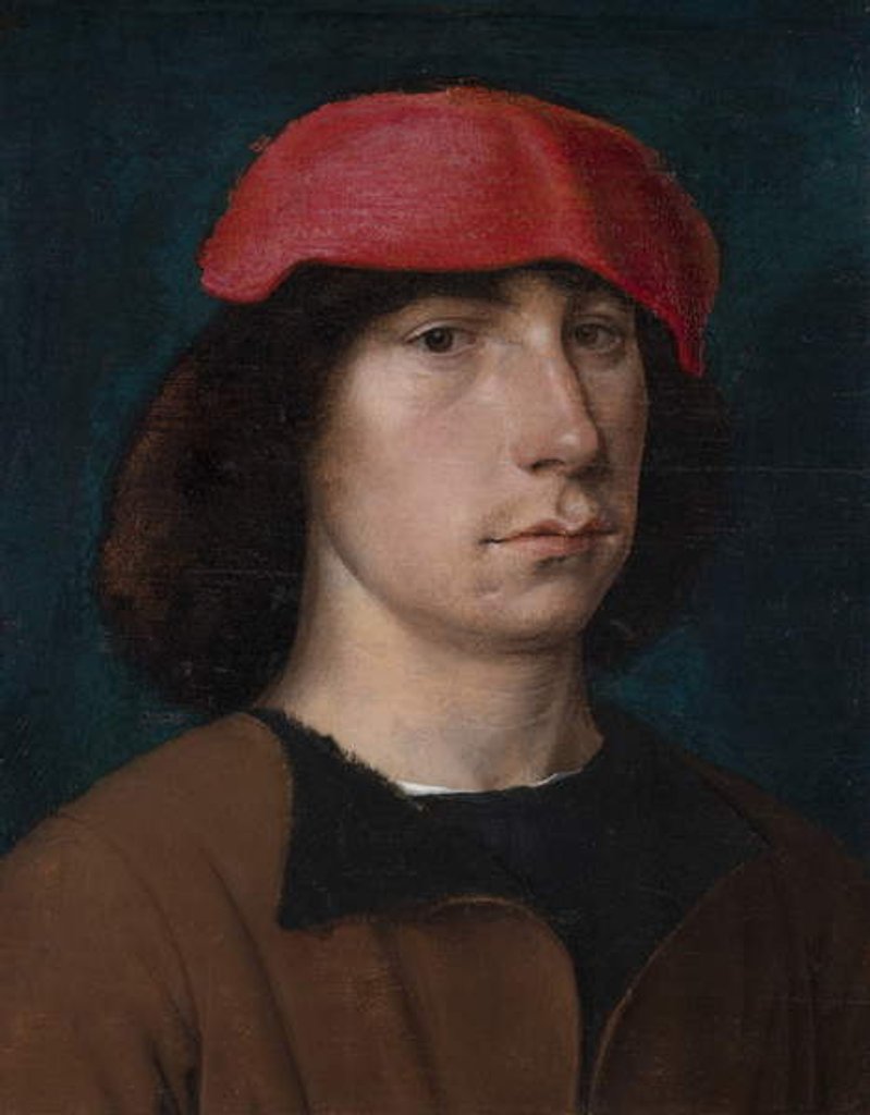Detail of A Young Man in a Red Cap, c.1512 by Michiel Sittow
