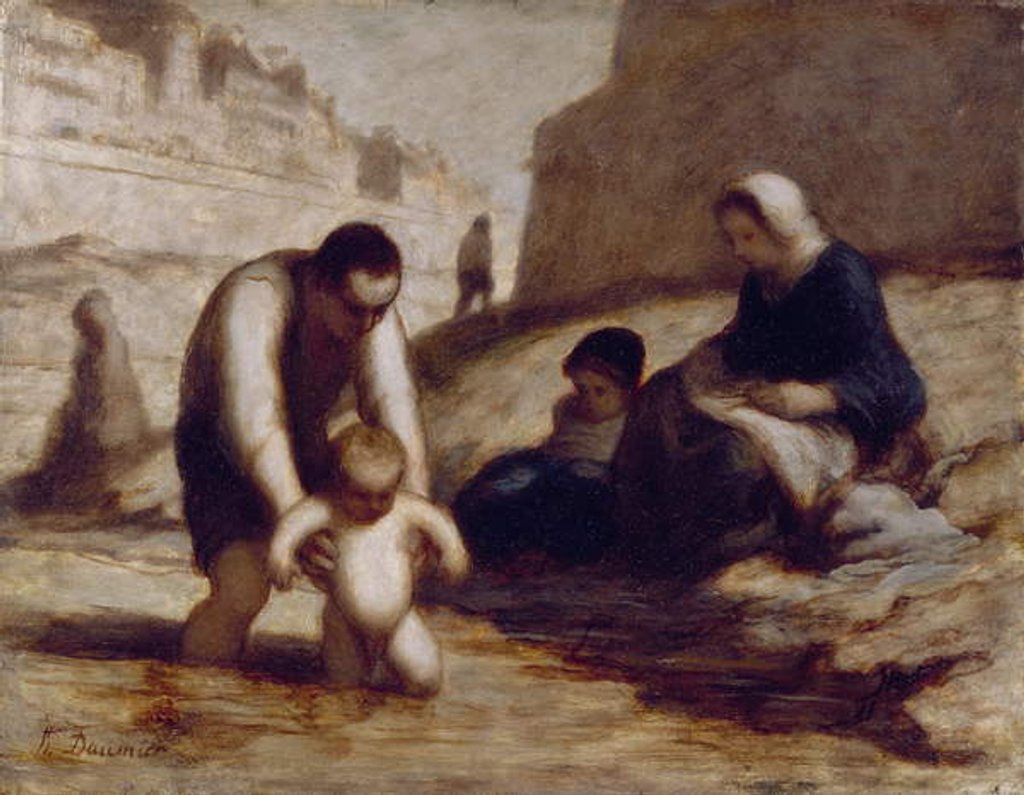 Detail of The First Bath by Honore Daumier
