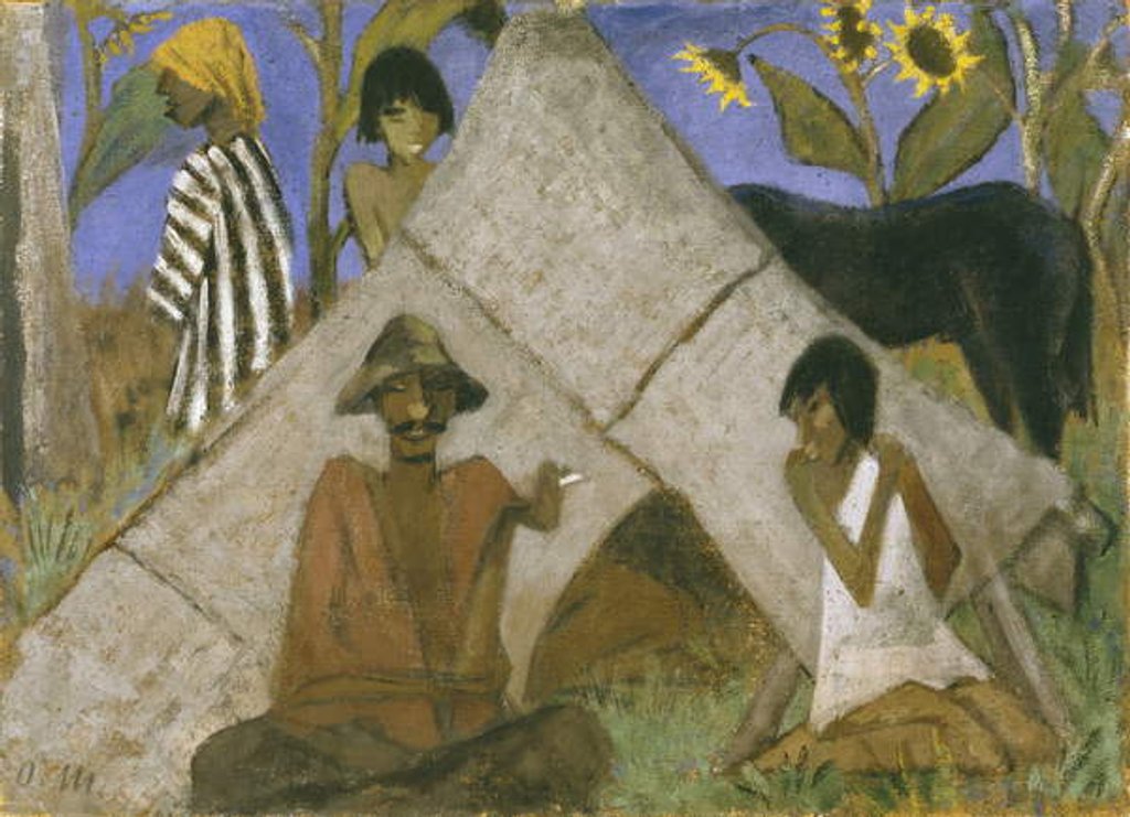 Detail of Gypsy Encampment, c.1925 by Otto Muller or Mueller