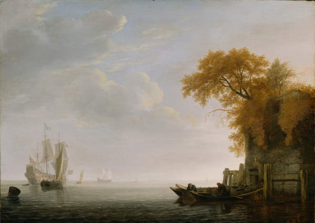 Detail of A Calm Sea, 1642 by Simon Jacobsz. Vlieger