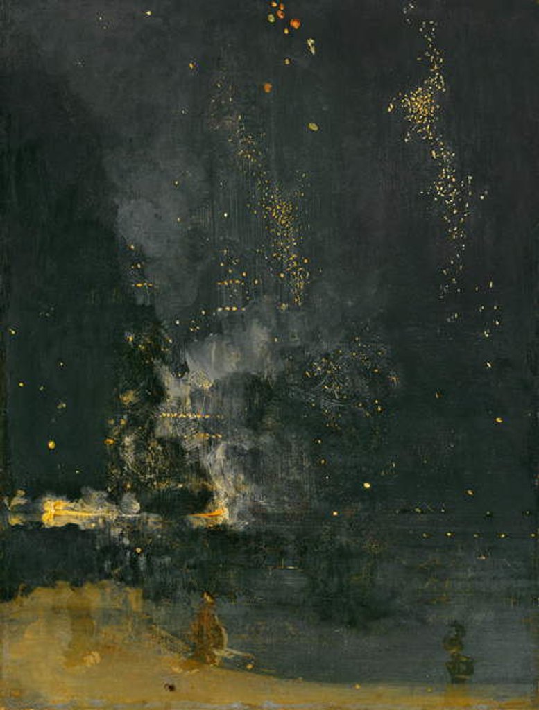 Detail of Nocturne en noir et or, la fusée qui retombe, 1875 by James Abbott McNeill Whistler