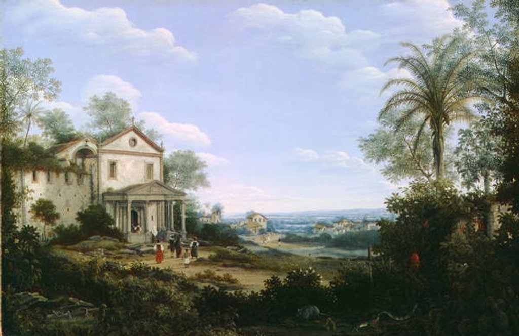 Detail of View of the Jesuit Church at Olinda, Brazil, 1665 by Frans Jansz Post