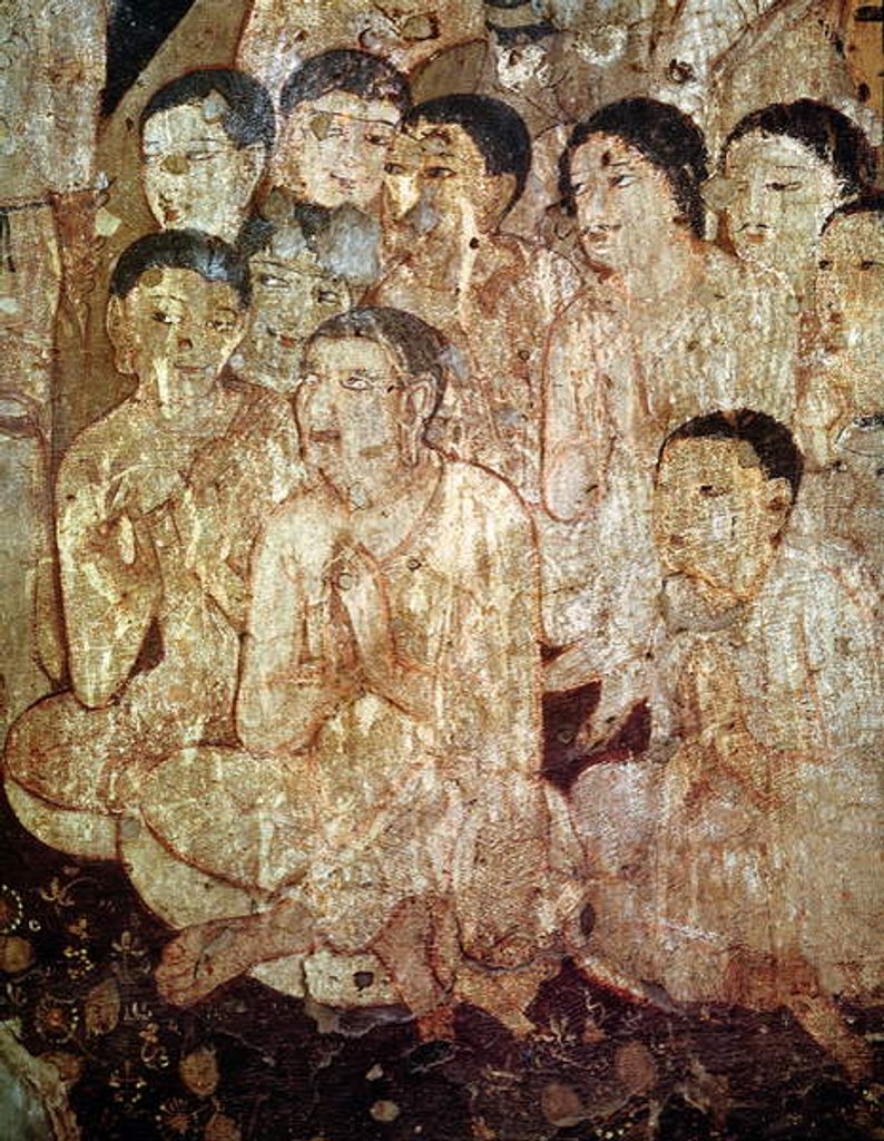 Detail of Group of disciples mourning the death of Buddha by Indian School