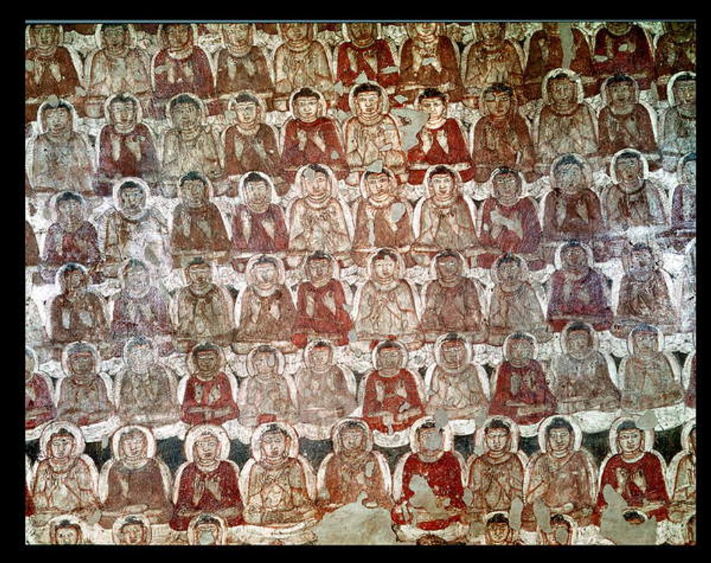 Detail of A Multitude of Seated Buddhas by Indian School
