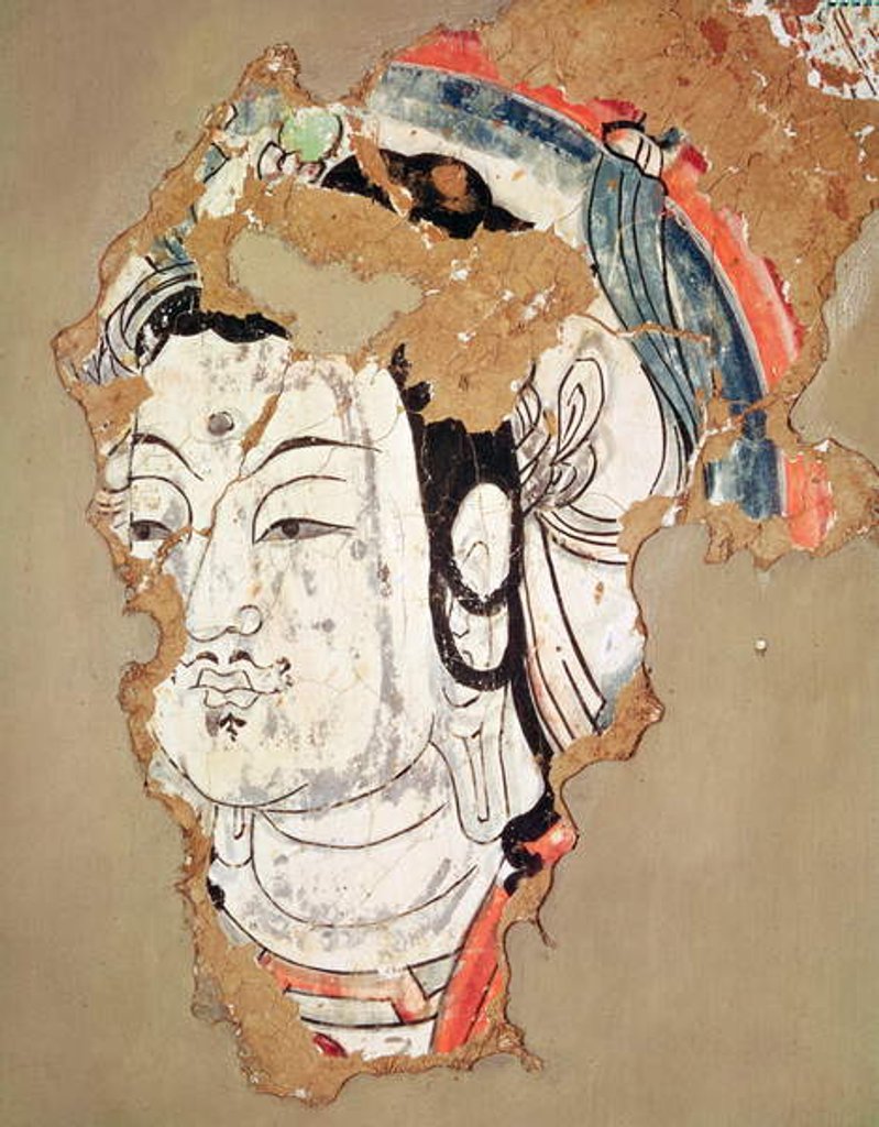 Detail of Head of Buddha with a halo by School Chinese