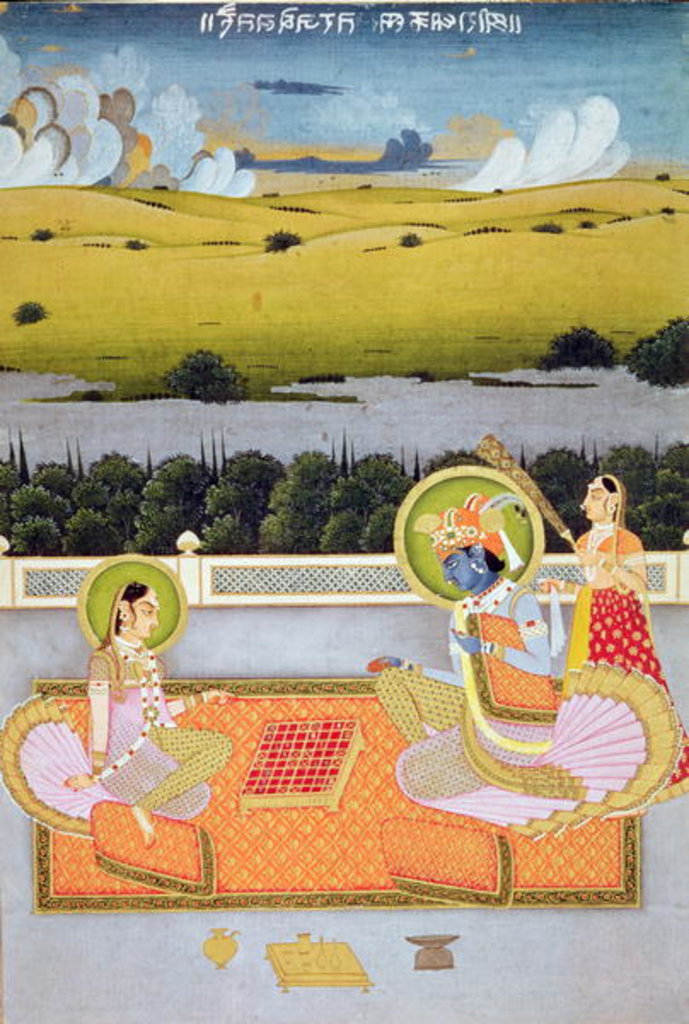 Detail of Princely couple playing draughts, Rajasthan School, c.1750 by Indian School