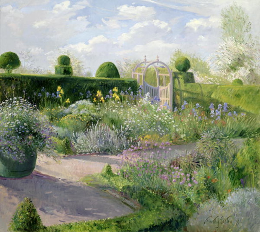 Detail of Irises in the Herb Garden, 1995 by Timothy Easton