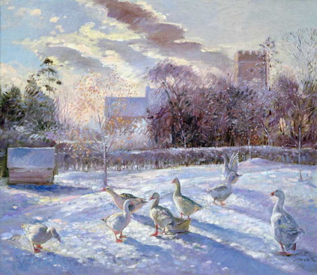Detail of Winter Geese in Church Meadow by Timothy Easton