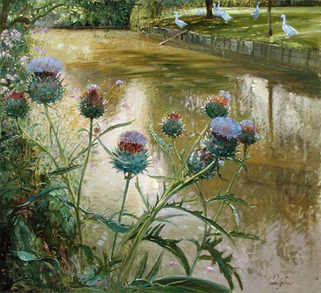 Detail of Cardoons Against the Moat by Timothy Easton