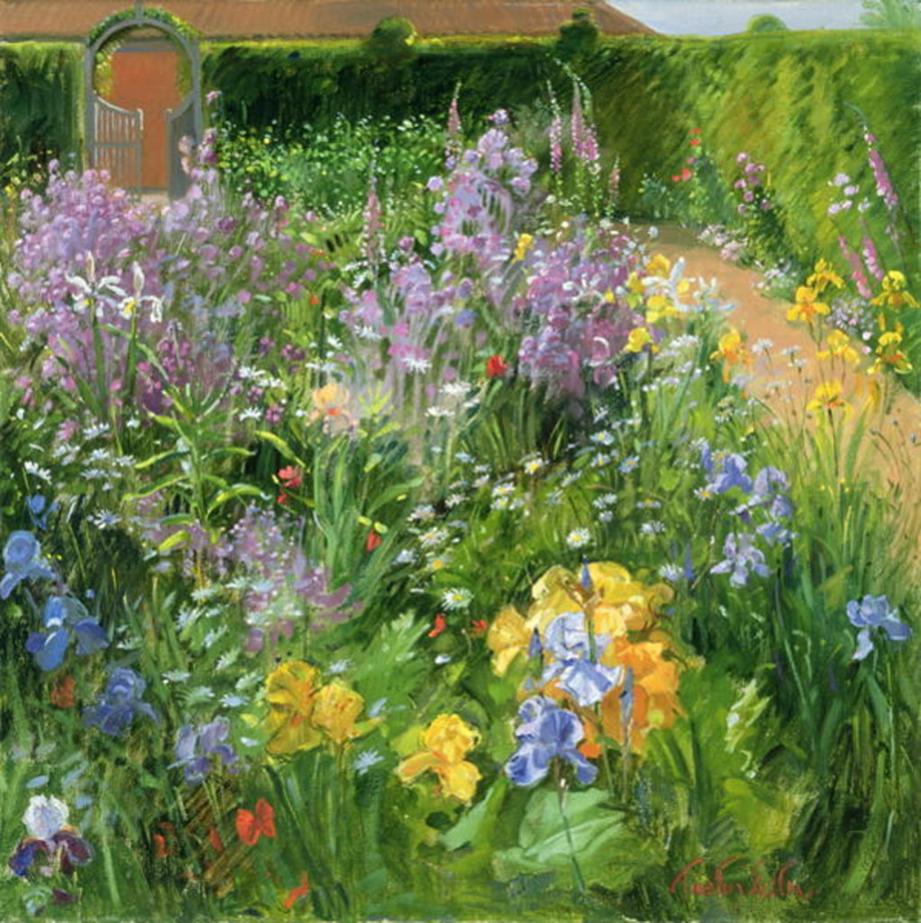Detail of Sweet Rocket, Foxgloves and Irises, 2000 by Timothy Easton